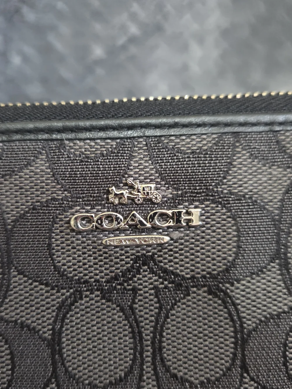 VTG Coach Edie 31 Signature Jacquard Shoulder Bag & Matching Wallet Smoke Black